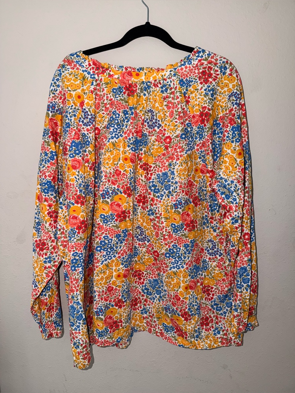 Croft & Barrow Floral Peasant Top in Yellow, Blue & Pink